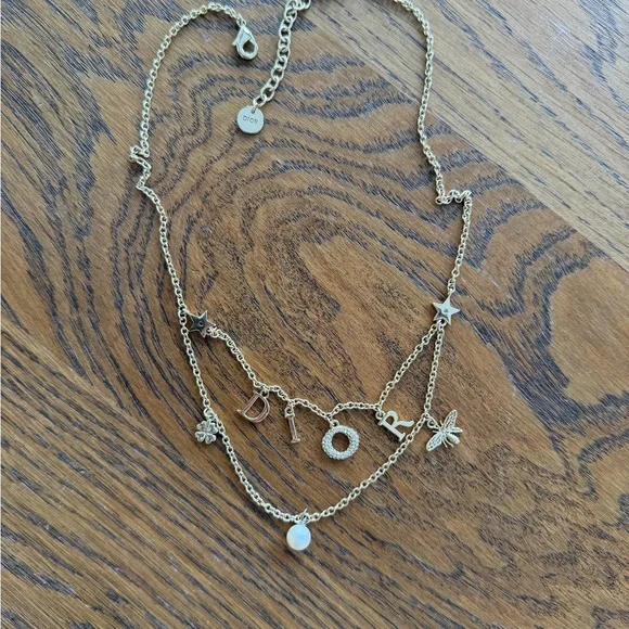 100% authentic Dior Gold Letter Charm Necklace - Picture 2 of 3